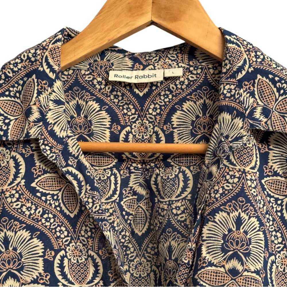 Roller Rabbit Paisley Button Down Shirt 100% Cotton Size Large - Picture 4 of 7